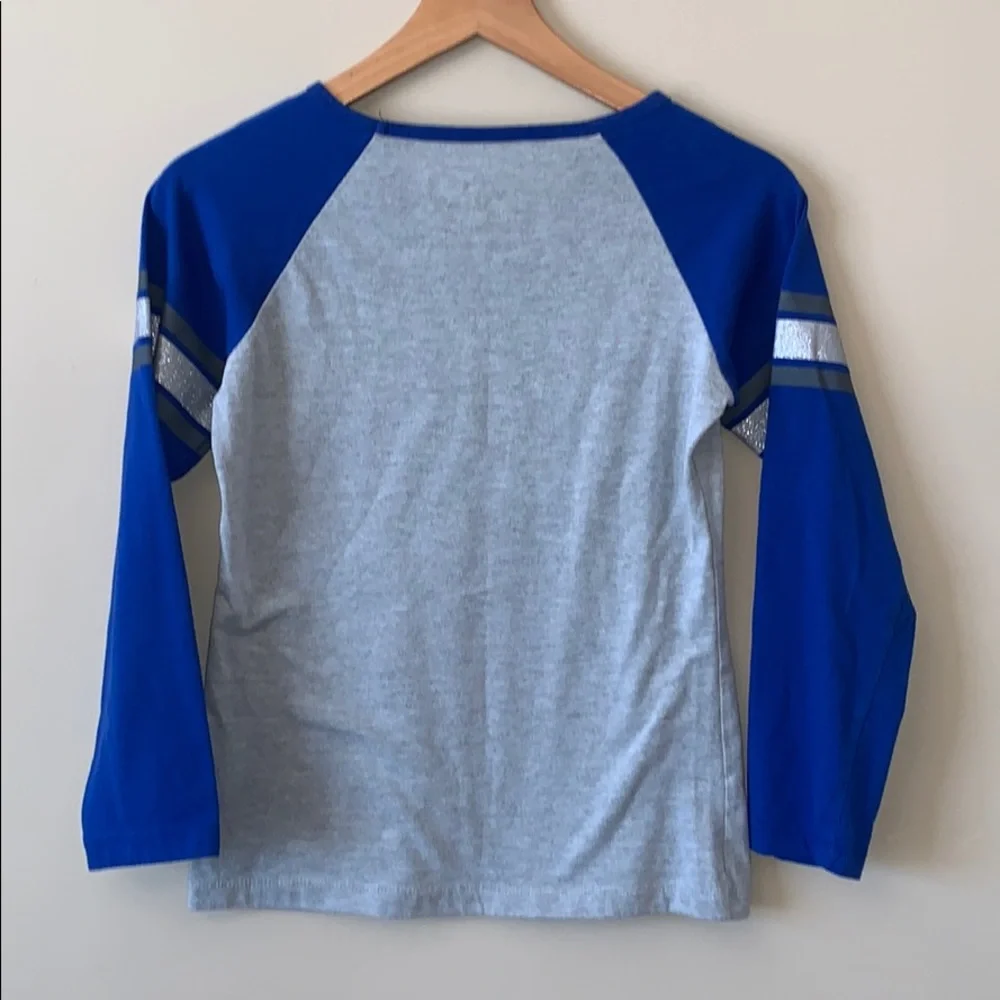 Justice Girls Blue Glitter Graphic Shirt